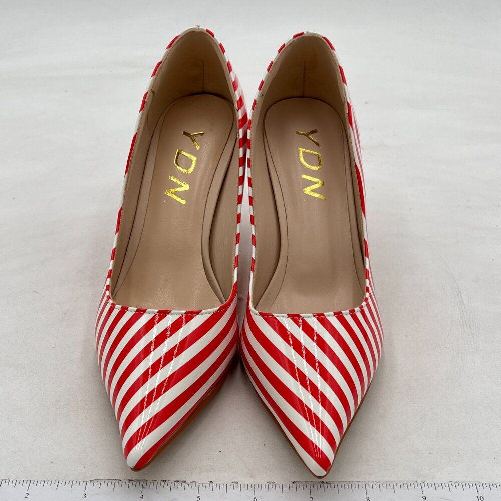 Ydn Red Stripe Pointed Closed Toe Stiletto Heel P… - image 3